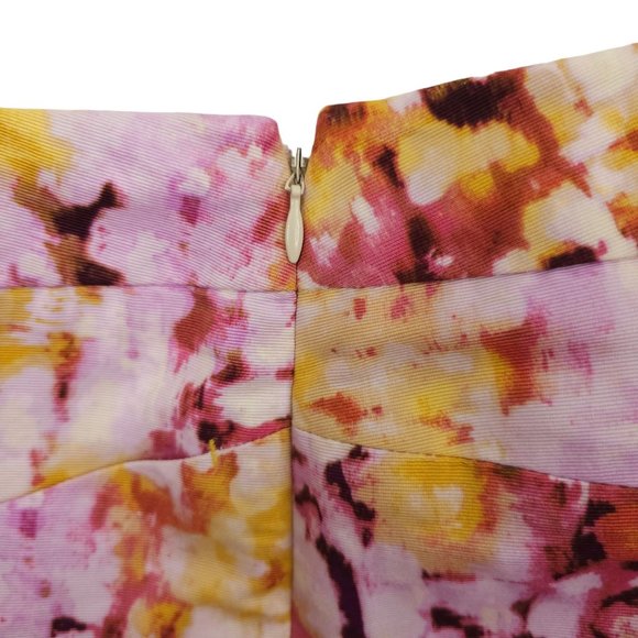 Ann Taylor Loft Floral Petite Pencil Skirt Womens 0P Lined Side Zip Pink Yellow - Picture 7 of 16